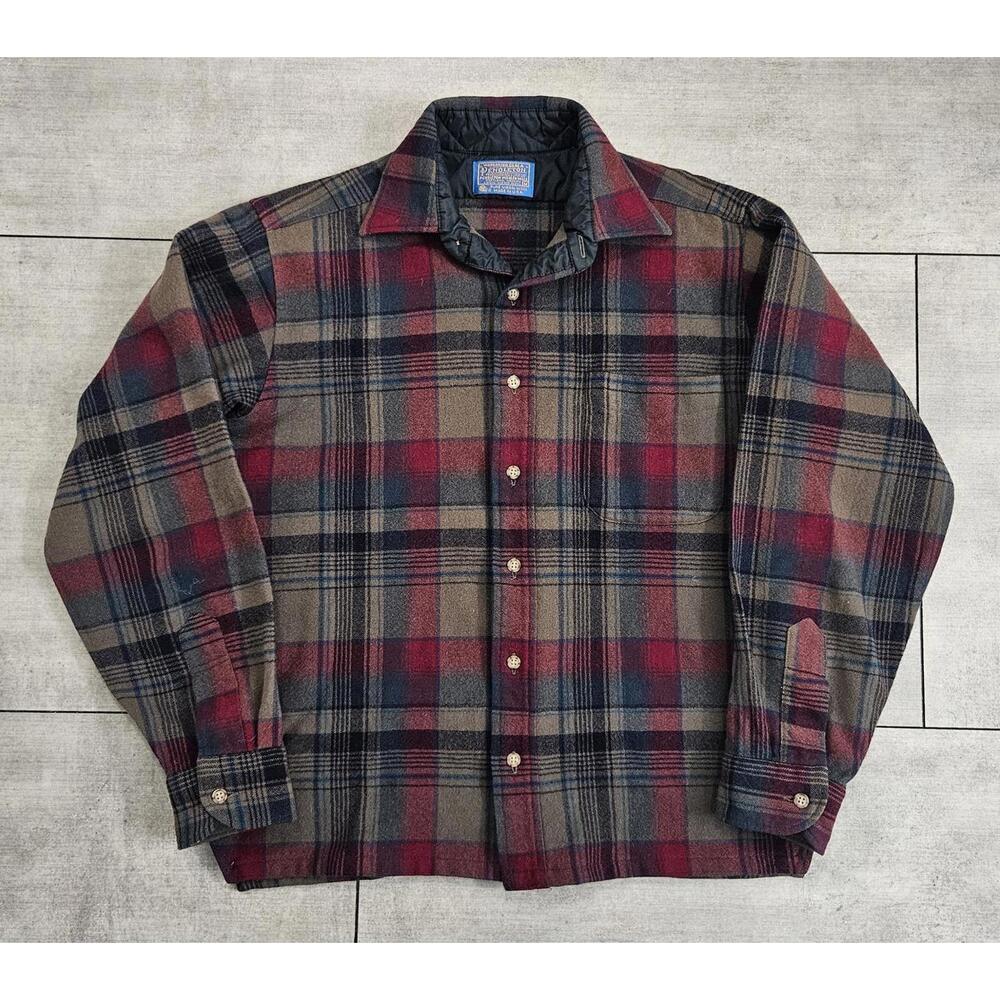 Pendleton Vintage Wool Plaid Button Up Shirt Medi… - image 1